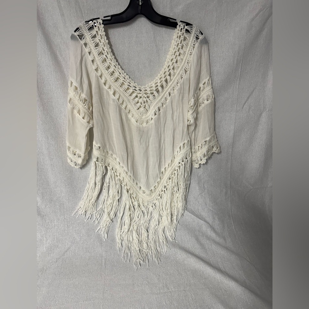 Cream Asymmetrical 3/4 Sleeve Blouse